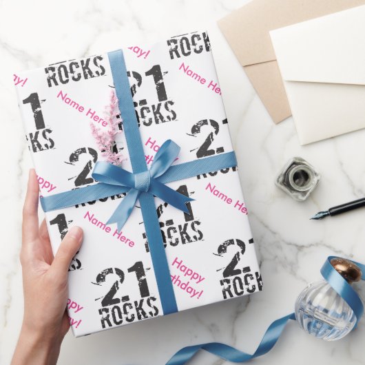 Gepersonaliseerde 21e verjaardag roze - 21 rakette cadeaupapier (Geschenken)
