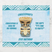Gepersonaliseerde 21e verjaardag Tiki Hawaiian Lua Bier Etiket (Enkel label)