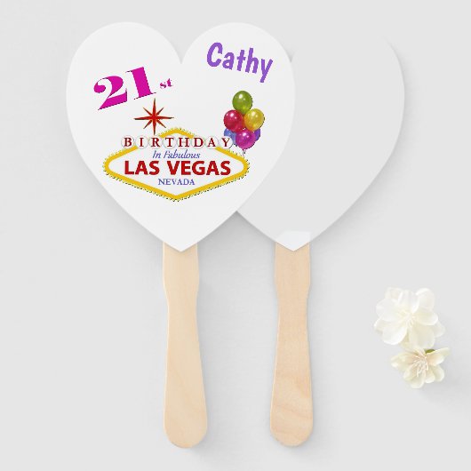 Gepersonaliseerde 21st Las Vegas Birthday set van  Handwaaier (Voorkant en achterkant)