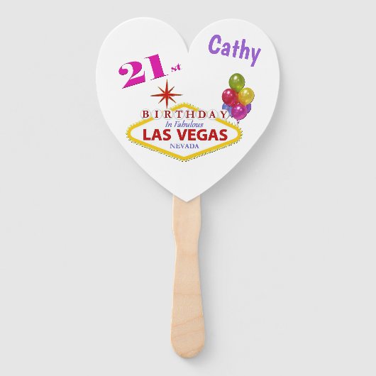Gepersonaliseerde 21st Las Vegas Birthday set van  Handwaaier (Voorkant)