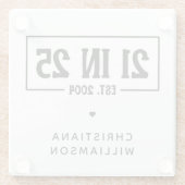 Gepersonaliseerde 21ste verjaardag 21 IN 25 EST 20 Glazen Onderzetter (Achterkant)