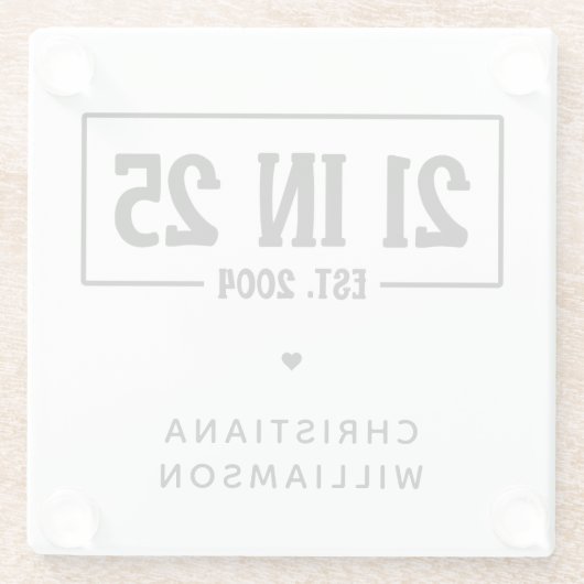 Gepersonaliseerde 21ste verjaardag 21 IN 25 EST 20 Glazen Onderzetter (Achterkant)