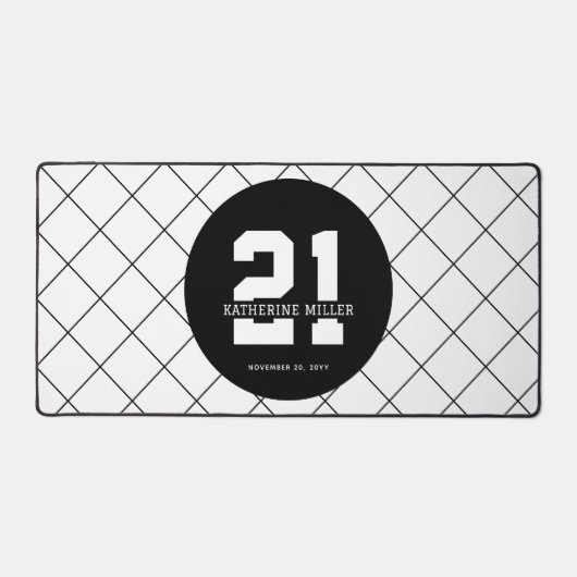 Gepersonaliseerde 21ste verjaardag Modern en Elega Bureaumat (Voorkant)