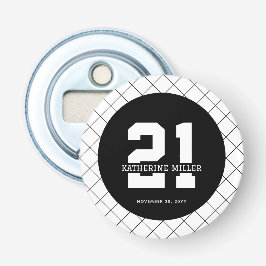 Gepersonaliseerde 21ste verjaardag Modern en Elega Button Flesopener