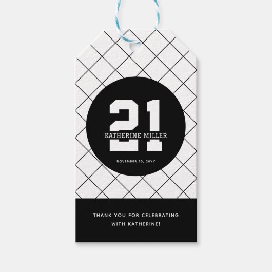 Gepersonaliseerde 21ste verjaardag Modern en Elega Cadeaulabel (Voorkant)