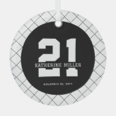 Gepersonaliseerde 21ste verjaardag Modern en Elega Glas Ornament (Voorkant)