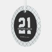 Gepersonaliseerde 21ste verjaardag Modern en Elega Glas Ornament (Voorkant links)