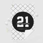 Gepersonaliseerde 21ste verjaardag Modern en Elega Golfhanddoek (Insitu)