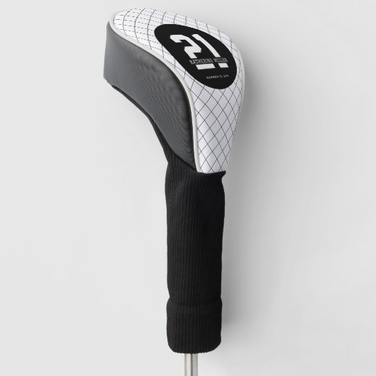 Gepersonaliseerde 21ste verjaardag Modern en Elega Golfheadcover (Schuin)