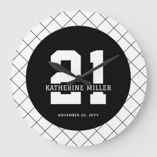 Gepersonaliseerde 21ste verjaardag Modern en Elega Grote Klok