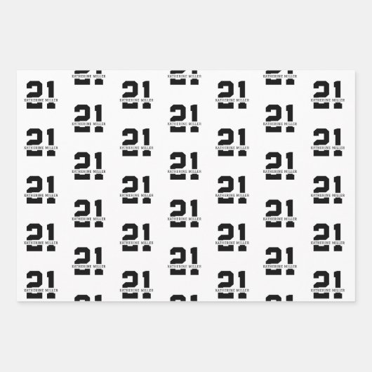 Gepersonaliseerde 21ste verjaardag Modern en Elega Inpakpapier Vel (Voorkant 2)