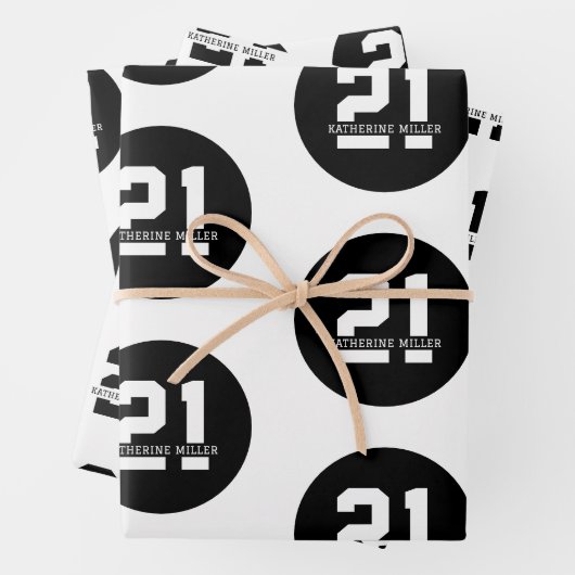 Gepersonaliseerde 21ste verjaardag Modern en Elega Inpakpapier Vel (In situ)