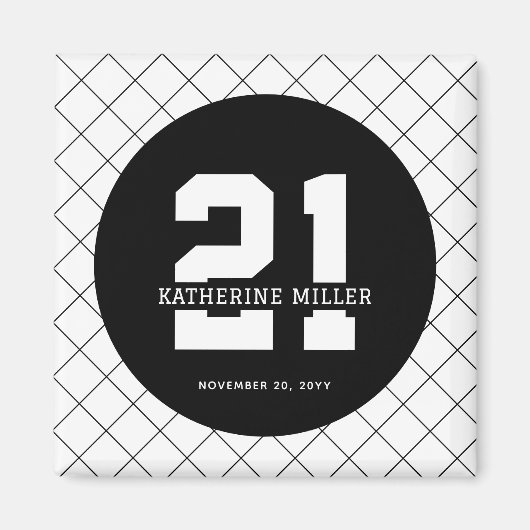 Gepersonaliseerde 21ste verjaardag Modern en Elega Magneet (Voorkant)