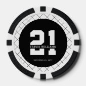 Gepersonaliseerde 21ste verjaardag Modern en Elega Poker Chips (Voorkant)