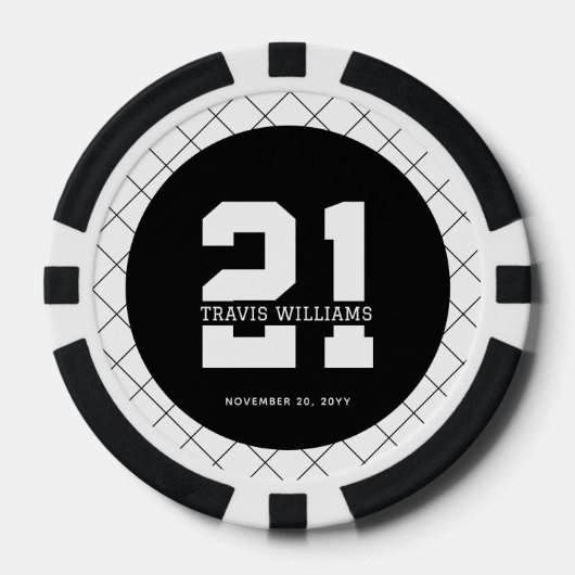 Gepersonaliseerde 21ste verjaardag Modern en Elega Poker Chips (Voorkant)