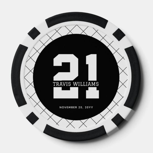 Gepersonaliseerde 21ste verjaardag Modern en Elega Poker Chips (Achterkant)