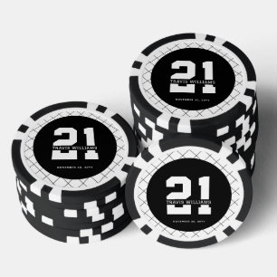 Gepersonaliseerde 21ste verjaardag Modern en Elega Poker Chips