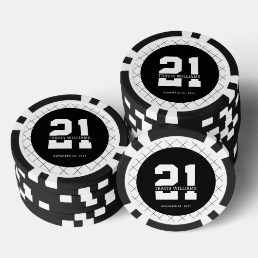 Gepersonaliseerde 21ste verjaardag Modern en Elega Poker Chips (Opstapeling)