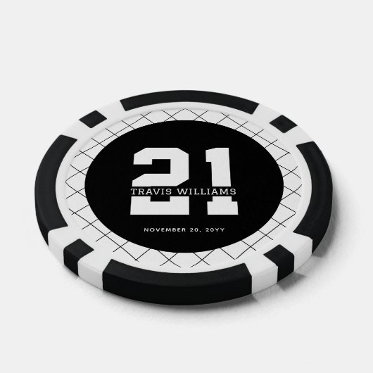 Gepersonaliseerde 21ste verjaardag Modern en Elega Poker Chips (Enkel)