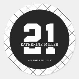 Gepersonaliseerde 21ste verjaardag Modern en Elega Ronde Sticker