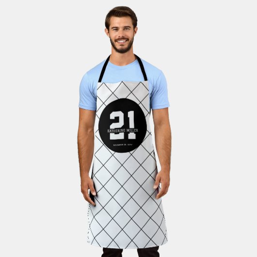 Gepersonaliseerde 21ste verjaardag Modern en Elega Schort (Gedragen)