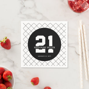 Gepersonaliseerde 21ste verjaardag Modern en Elega Servet
