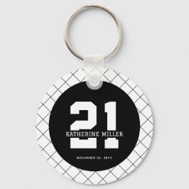 Gepersonaliseerde 21ste verjaardag Modern en Elega Sleutelhanger