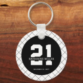 Gepersonaliseerde 21ste verjaardag Modern en Elega Sleutelhanger (Achterkant)