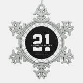 Gepersonaliseerde 21ste verjaardag Modern en Elega Tin Sneeuwvlok Ornament (Voorkant)
