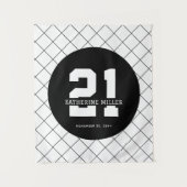 Gepersonaliseerde 21ste verjaardag Modern en Elega Wandkleed (Voorkant)