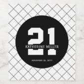 Gepersonaliseerde 21ste verjaardag Modern en Elega Wijn Etiket (Enkel label)