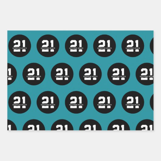 Gepersonaliseerde 21ste verjaardag Moderne Retro Inpakpapier Vel (Voorkant 2)