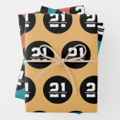 Gepersonaliseerde 21ste verjaardag Moderne Retro Inpakpapier Vel (In situ)
