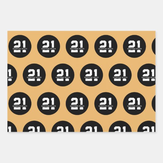 Gepersonaliseerde 21ste verjaardag Moderne Retro Inpakpapier Vel (Voorkant)