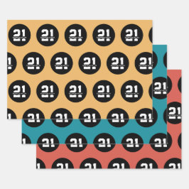 Gepersonaliseerde 21ste verjaardag Moderne Retro Inpakpapier Vel