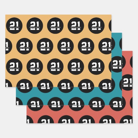 Gepersonaliseerde 21ste verjaardag Moderne Retro Inpakpapier Vel (Set)