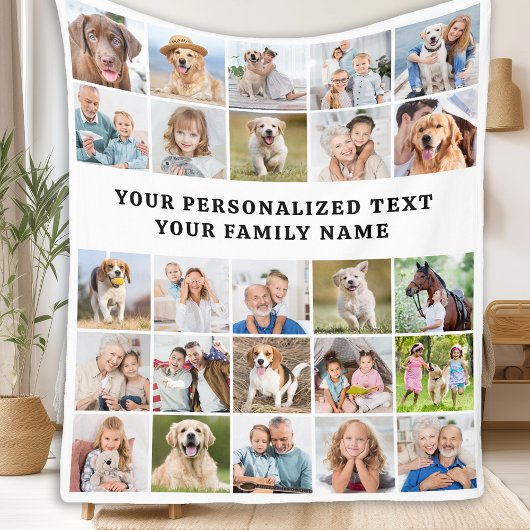 Gepersonaliseerde 25 foto's Collage Modern Family Fleece Deken