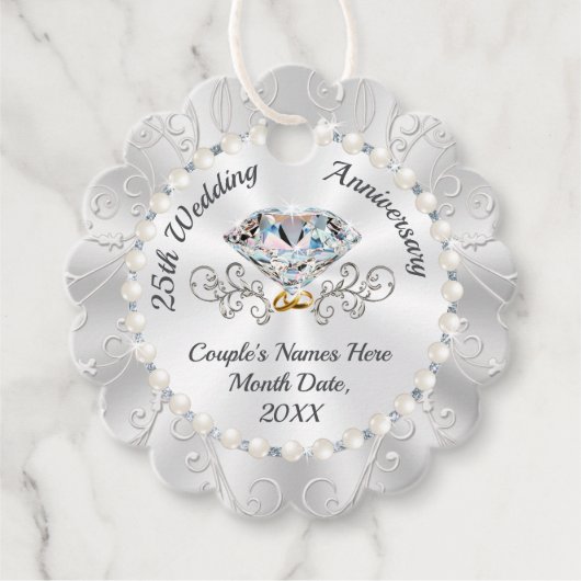 Gepersonaliseerde 25e bruiloft Jubileum gunsten id Bedankjes Labels (Voorkant)