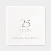 Gepersonaliseerde 25e bruiloft Jubileum Party Zilv Folie Servetten (Voorkant)