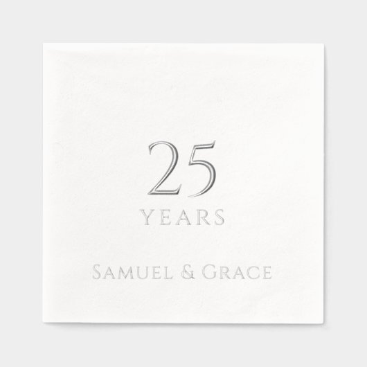 Gepersonaliseerde 25e bruiloft Jubileum Party Zilv Folie Servetten (Voorkant)