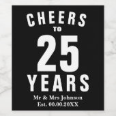 Gepersonaliseerde 25e huwelijksverjaardag wijnlabe wijn etiket (Enkel label)