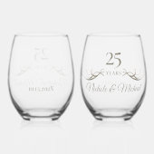 Gepersonaliseerde 25e Jubileum Keepsake Custom Gif Wijnglas Zonder Voet (Achterkant)