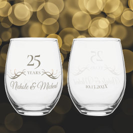 Gepersonaliseerde 25e Jubileum Keepsake Custom Gif Wijnglas Zonder Voet