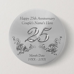 Gepersonaliseerde 25e Jubileum Pins Party Favors Ronde Button 7,6 Cm