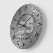Gepersonaliseerde 25e Silver Wedding Jubileum Gift Grote Klok (Hoek)