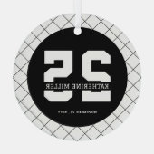 Gepersonaliseerde 25e verjaardag Modern en Elegant Glas Ornament (Achterkant)