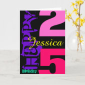 Gepersonaliseerde 25e verjaardag POP Wenskaart Kaart (Gele Bloem)