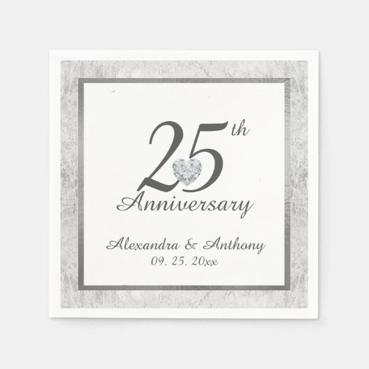 Gepersonaliseerde 25th Silver Wedding Jubileum Har Servet (Voorkant)