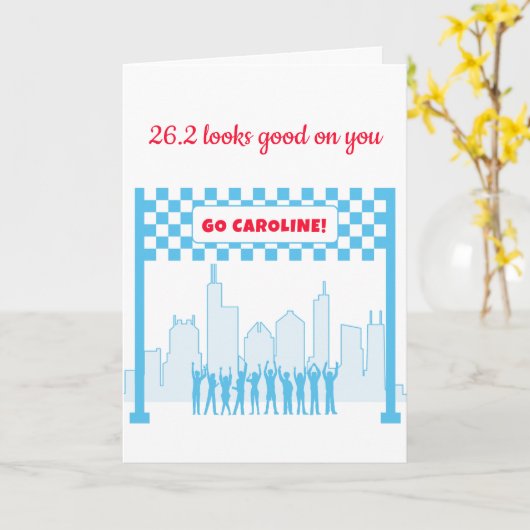 Gepersonaliseerde 26.2 Chicago Marathon Run Congra Kaart (Gele Bloem)