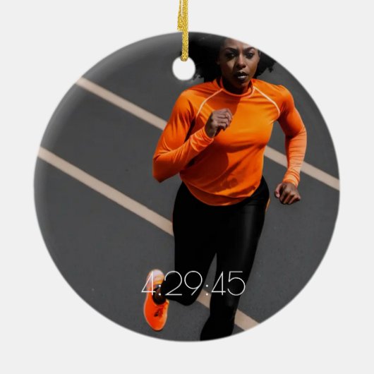 Gepersonaliseerde 26.2 Marathon Hardloopfoto Keramisch Ornament (Achterkant)